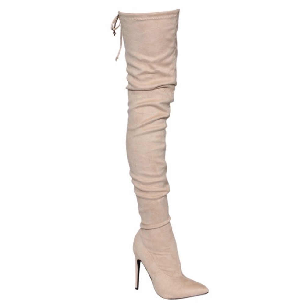 ‼️LAST ONE‼️Faux Suede Thigh High Boots - Nude - Picture 4 of 4